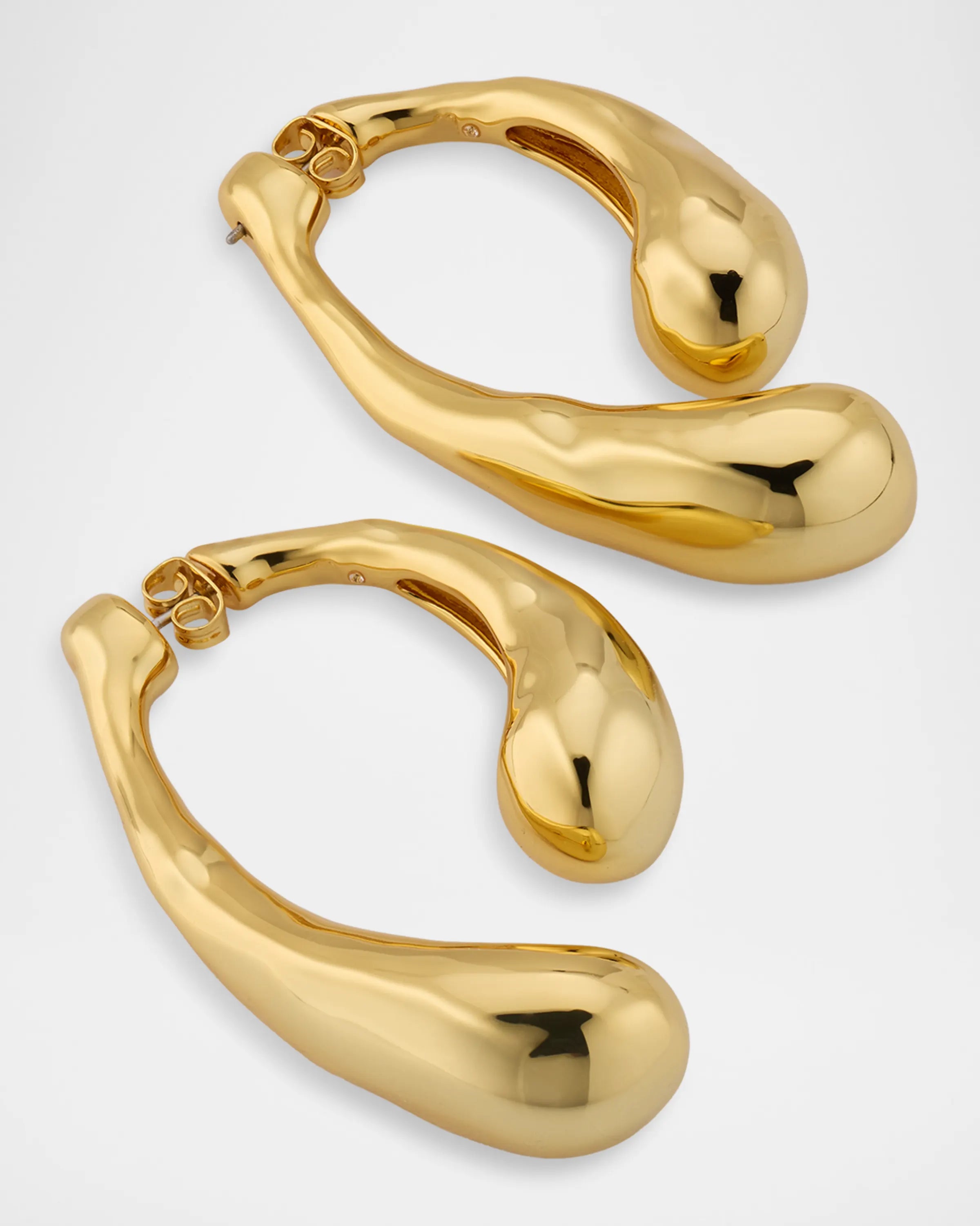 Molten Gold Scoop Front Back Earrings