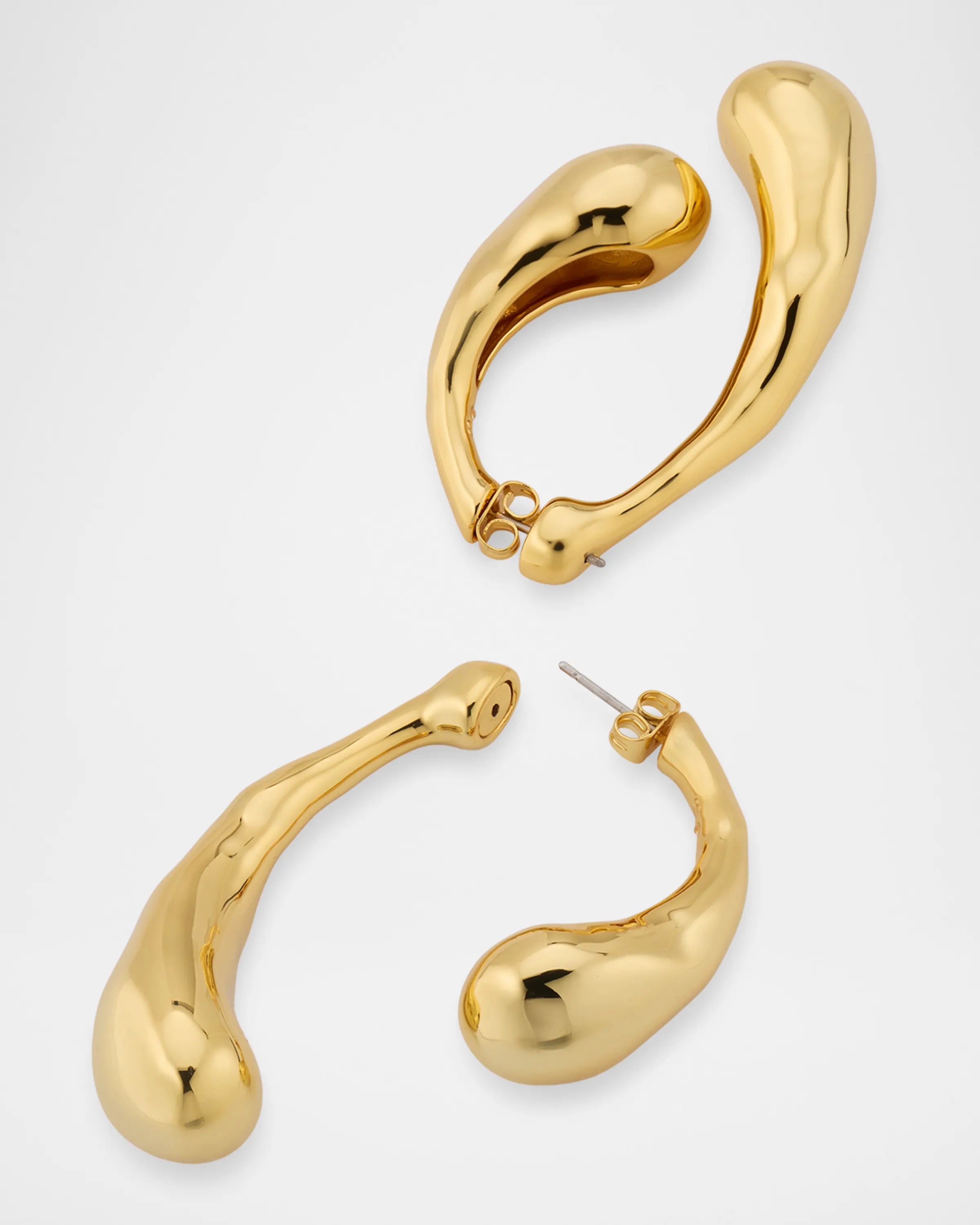 Molten Gold Scoop Front Back Earrings
