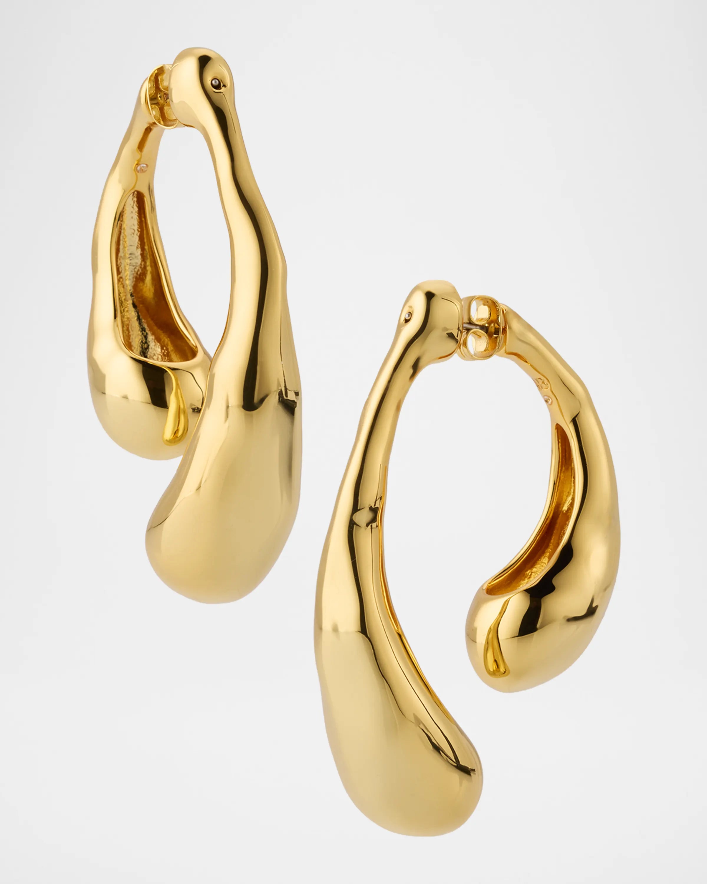 Molten Gold Scoop Front Back Earrings